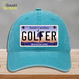 Golfer South Carolina Novelty License Plate Hat Unconstructed Cotton / Lake Blue