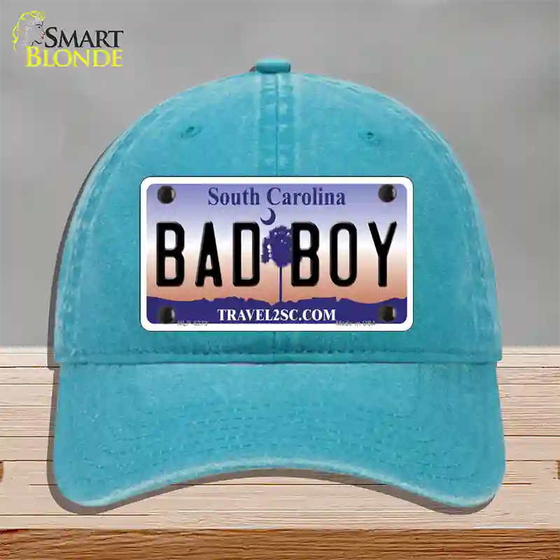 Bad Boy South Carolina Novelty License Plate Hat Unconstructed Cotton / Lake Blue