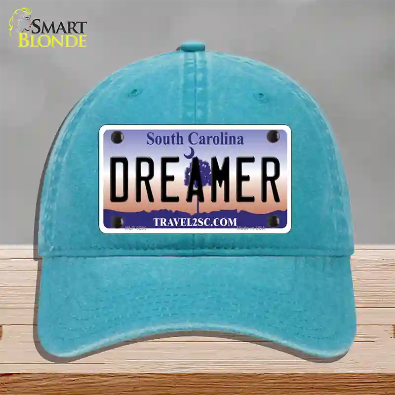 Dreamer South Carolina Novelty License Plate Hat Unconstructed Cotton / Lake Blue