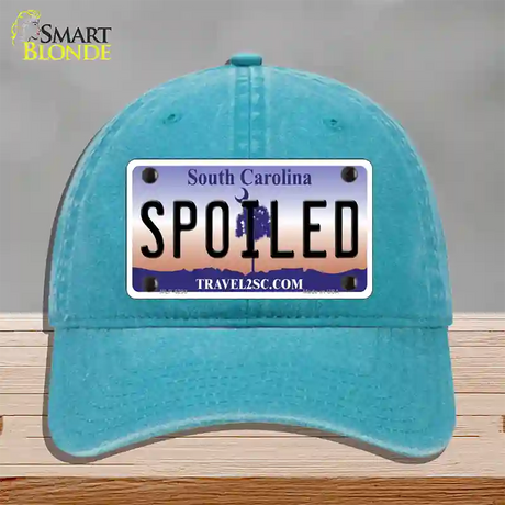 Spoiled South Carolina Novelty License Plate Hat Unconstructed Cotton / Lake Blue