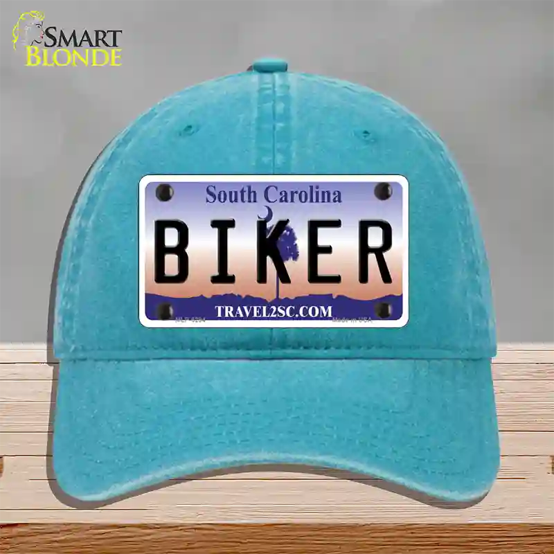 Biker South Carolina Novelty License Plate Hat Unconstructed Cotton / Lake Blue