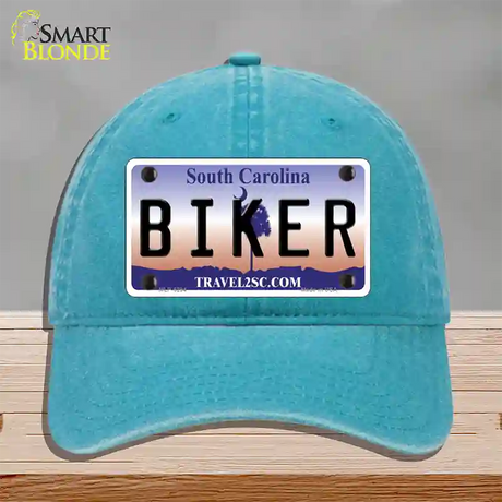 Biker South Carolina Novelty License Plate Hat Unconstructed Cotton / Lake Blue