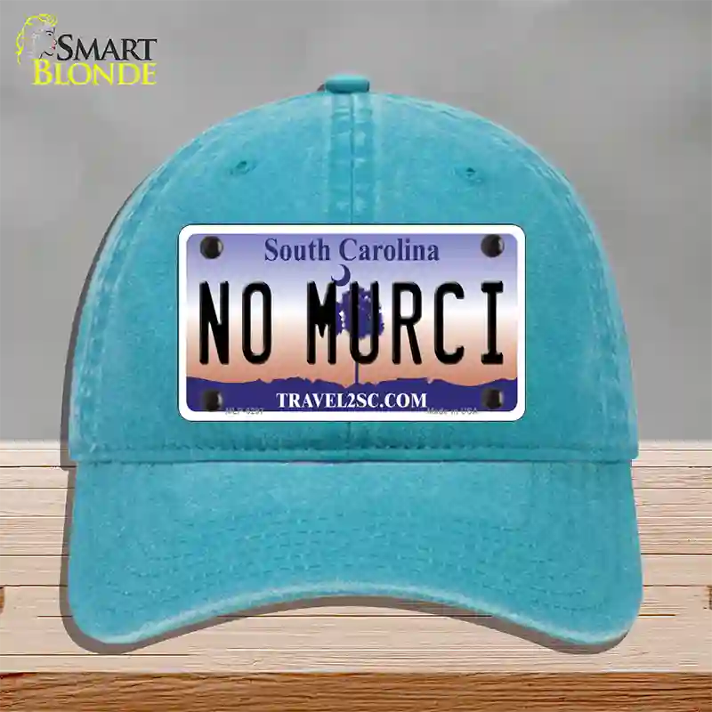 No Murci South Carolina Novelty License Plate Hat Unconstructed Cotton / Lake Blue