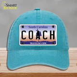 Coach South Carolina Novelty License Plate Hat Unconstructed Cotton / Lake Blue