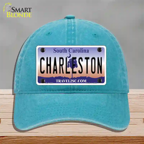 Charleston South Carolina Novelty License Plate Hat Unconstructed Cotton / Lake Blue