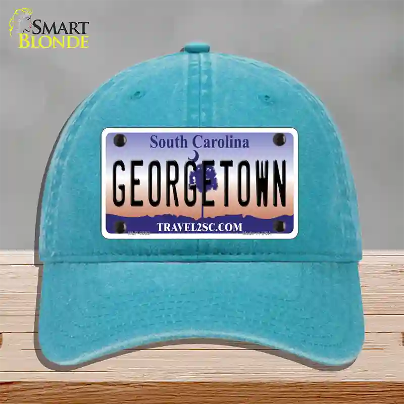 Georgetown South Carolina Novelty License Plate Hat Unconstructed Cotton / Lake Blue