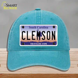 Clemson South Carolina Novelty License Plate Hat Unconstructed Cotton / Lake Blue