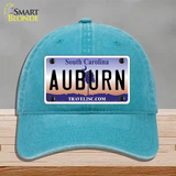 Auburn South Carolina Novelty License Plate Hat Unconstructed Cotton / Lake Blue