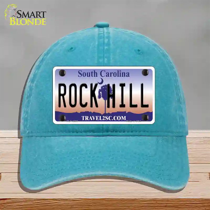 Rock Hill South Carolina Novelty License Plate Hat Unconstructed Cotton / Lake Blue