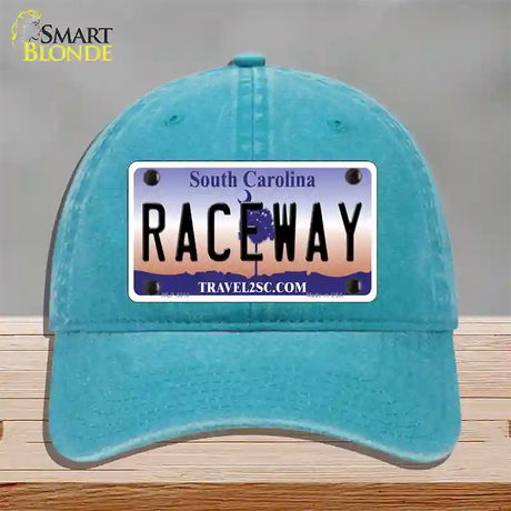 Raceway South Carolina Novelty License Plate Hat Unconstructed Cotton / Lake Blue