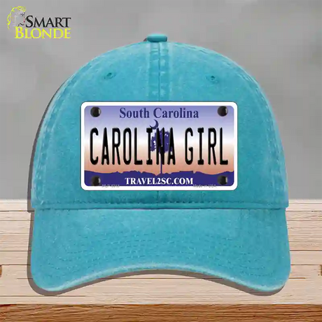 Carolina Girl South Carolina Novelty License Plate Hat Unconstructed Cotton / Lake Blue