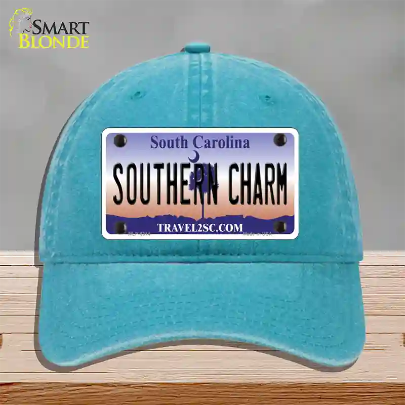 Southern Charm South Carolina Novelty License Plate Hat Unconstructed Cotton / Lake Blue