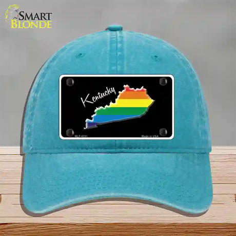 Kentucky Rainbow Novelty License Plate Hat Unconstructed Cotton / Lake Blue