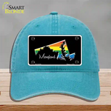 Maryland Rainbow Novelty License Plate Hat Unconstructed Cotton / Lake Blue