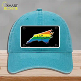 North Carolina Rainbow Novelty License Plate Hat Unconstructed Cotton / Lake Blue