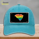 South Carolina Rainbow Novelty License Plate Hat Unconstructed Cotton / Lake Blue