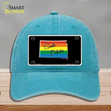 South Dakota Rainbow Novelty License Plate Hat Unconstructed Cotton / Lake Blue