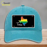 Texas Rainbow Novelty License Plate Hat Unconstructed Cotton / Lake Blue