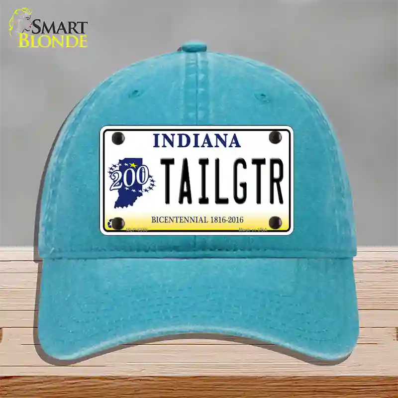 Tailgtr Indiana Bicentennial Novelty License Plate Hat Unconstructed Cotton / Lake Blue