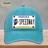 Speedway Indiana Novelty License Plate Hat Unconstructed Cotton / Lake Blue