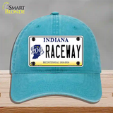 Raceway Indiana Novelty License Plate Hat Unconstructed Cotton / Lake Blue