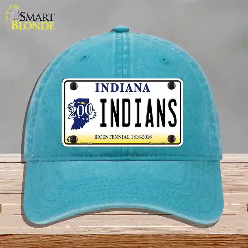 Indians Indiana Novelty License Plate Hat Unconstructed Cotton / Lake Blue