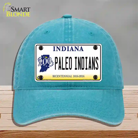 Paleo Indians Indiana Novelty License Plate Hat Unconstructed Cotton / Lake Blue