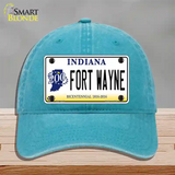 Fort Wayne Indiana Novelty License Plate Hat Unconstructed Cotton / Lake Blue