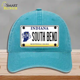 South Bend Indiana Novelty License Plate Hat Unconstructed Cotton / Lake Blue