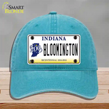 Bloomington Indiana Novelty License Plate Hat Unconstructed Cotton / Lake Blue