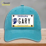 Gary Indiana Novelty License Plate Hat Unconstructed Cotton / Lake Blue