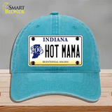 Hot Mama Indiana Novelty License Plate Hat Unconstructed Cotton / Lake Blue