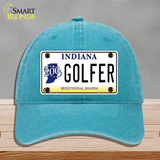 Golfer Indiana Novelty License Plate Hat Unconstructed Cotton / Lake Blue