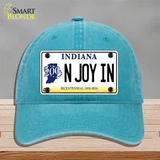 N Joy Indiana Novelty License Plate Hat Unconstructed Cotton / Lake Blue