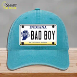 Bad Boy Indiana Novelty License Plate Hat Unconstructed Cotton / Lake Blue