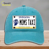 Moms Taxi Indiana Novelty License Plate Hat Unconstructed Cotton / Lake Blue