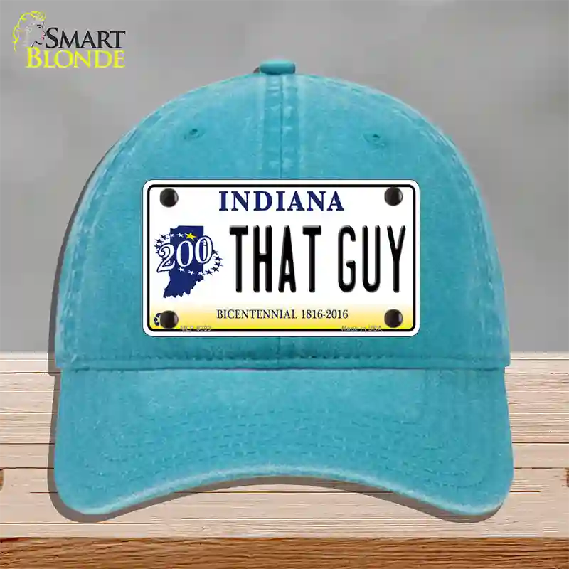 That Guy Indiana Novelty License Plate Hat Unconstructed Cotton / Lake Blue