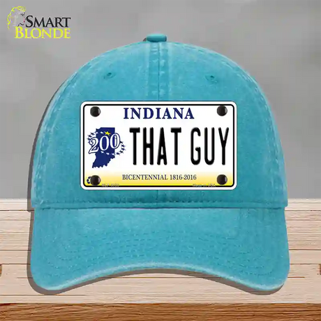 That Guy Indiana Novelty License Plate Hat Unconstructed Cotton / Lake Blue