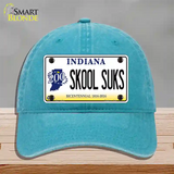 Skook Suks Indiana Novelty License Plate Hat Unconstructed Cotton / Lake Blue