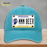 MMM Beer Indiana Novelty License Plate Hat Unconstructed Cotton / Lake Blue