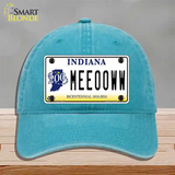 Meeooww Indiana Novelty License Plate Hat Unconstructed Cotton / Lake Blue