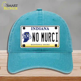 No Murci Indiana Novelty License Plate Hat Unconstructed Cotton / Lake Blue