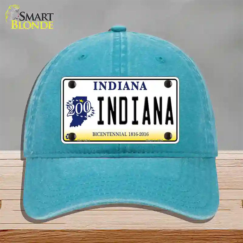 Indiana Novelty License Plate Hat Unconstructed Cotton / Lake Blue