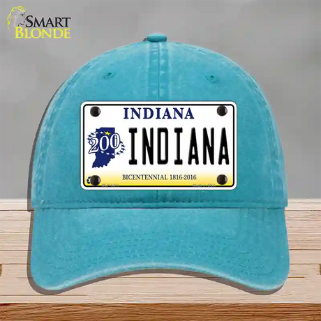 Indiana Novelty License Plate Hat Unconstructed Cotton / Lake Blue