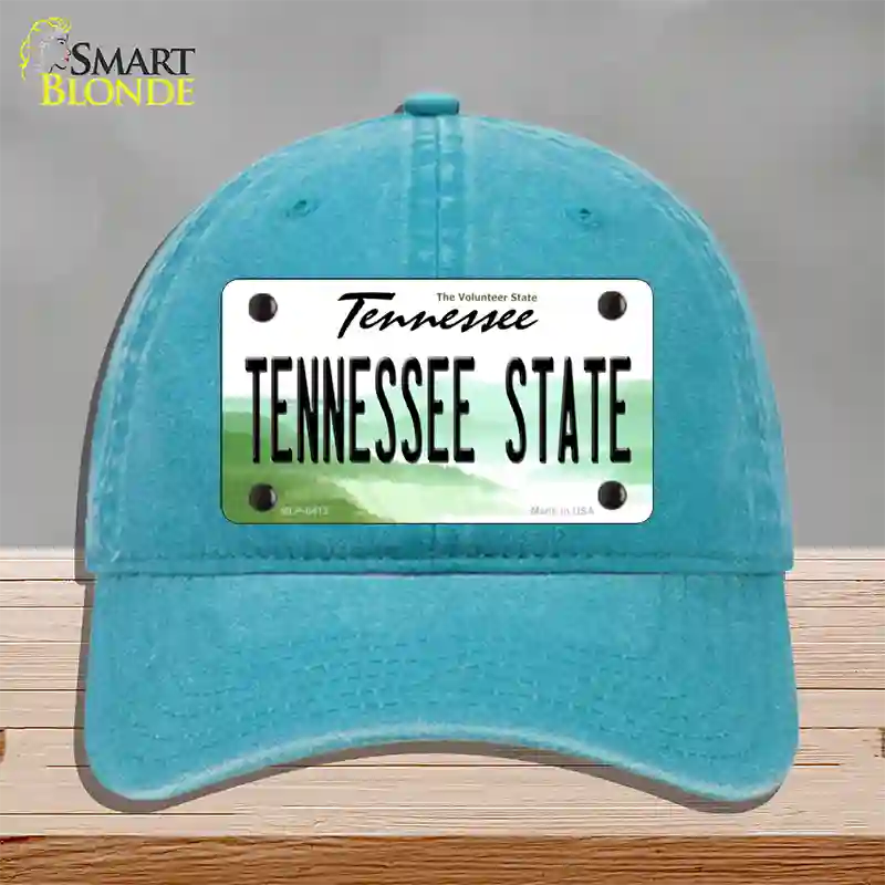 Tennessee State Novelty License Plate Hat Unconstructed Cotton / Lake Blue