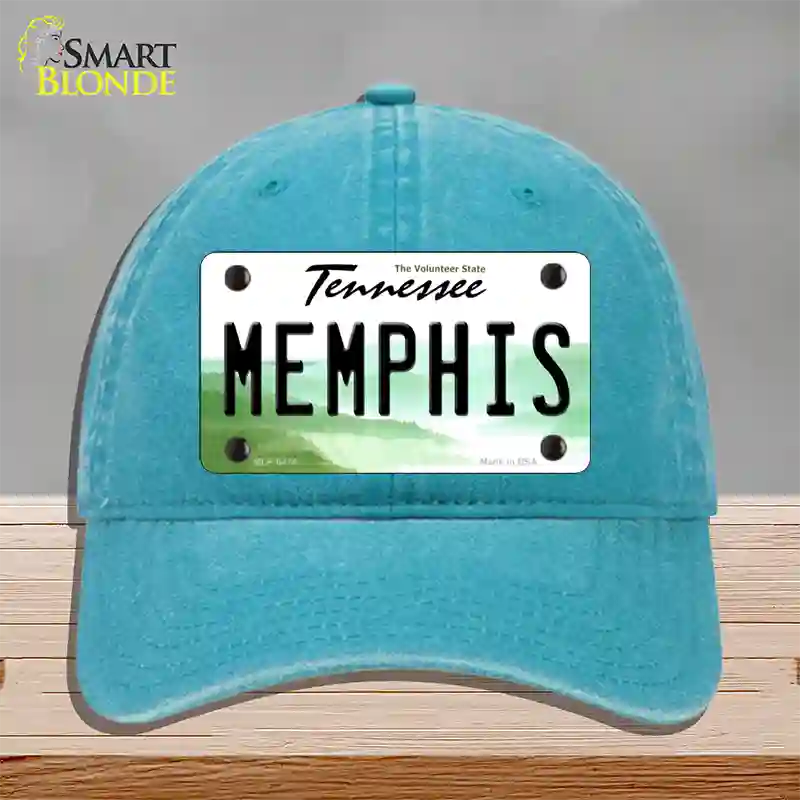 Memphis Tennessee Novelty License Plate Hat Unconstructed Cotton / Lake Blue