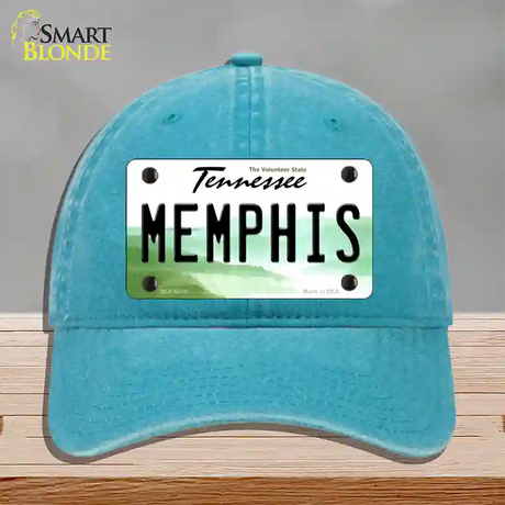 Memphis Tennessee Novelty License Plate Hat Unconstructed Cotton / Lake Blue