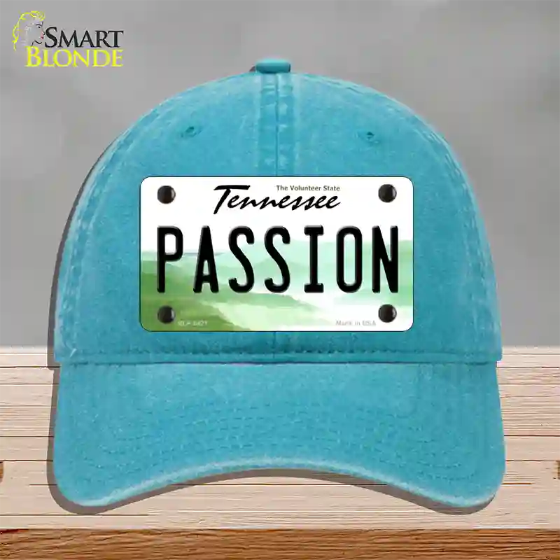 Passion Tennessee Novelty License Plate Hat Unconstructed Cotton / Lake Blue