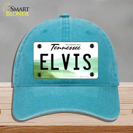 Elvis Tennessee Novelty License Plate Hat Unconstructed Cotton / Lake Blue