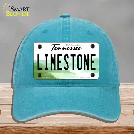 Limestone Tennessee Novelty License Plate Hat Unconstructed Cotton / Lake Blue